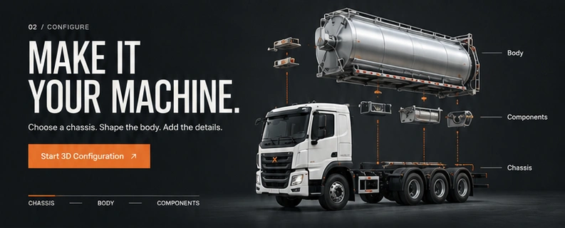 Original design concept with tank and components separated above the chassis